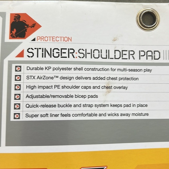 STX Stinger Lacrosse Shoulder Pad Intermediate  Beginner in Black Size XXS - Picture 6 of 8